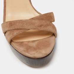 مملوكة مسبقًا Jimmy Choo Brown Suede Platform Wedge Sandals Size 39