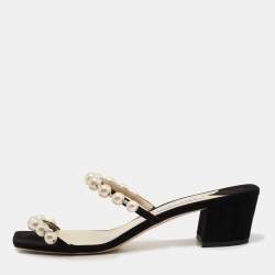 Pre Owned Jimmy Choo Black Suede Amara Slide Sandals Size 43