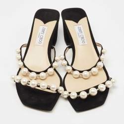 Pre Owned Jimmy Choo Black Suede Amara Slide Sandals Size 43