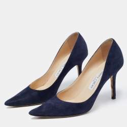 Pre Owned Jimmy Choo Navy Blue Suede Romy Pumps Size 36