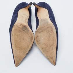 Pre Owned Jimmy Choo Navy Blue Suede Romy Pumps Size 36