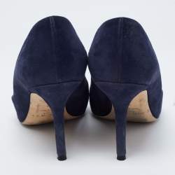Pre Owned Jimmy Choo Navy Blue Suede Romy Pumps Size 36