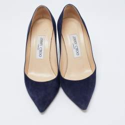 Pre Owned Jimmy Choo Navy Blue Suede Romy Pumps Size 36
