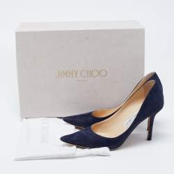 Pre Owned Jimmy Choo Navy Blue Suede Romy Pumps Size 36