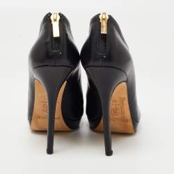 Pre Owned Jimmy Choo Black Leather Zip Booties Size 37