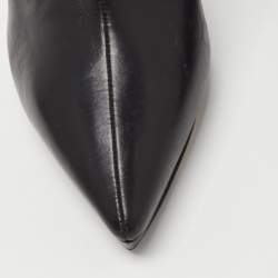 Pre Owned Jimmy Choo Black Leather Zip Booties Size 37