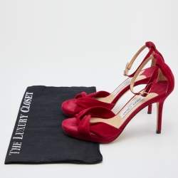 Pre Owned Jimmy Choo Magenta Pink Suede Criss Cross Ankle Strap Sandals Size 36.5