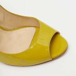 Jimmy Choo Yellow Patent Leather Bello Peep Toe Wedge Pumps Size 38