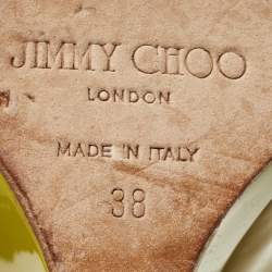 Jimmy Choo Yellow Patent Leather Bello Peep Toe Wedge Pumps Size 38