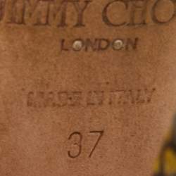 مملوكة مسبقًا Jimmy Choo Multicolor Python Embossed Leather Ankle Straps Open Toe Sandals Size 37