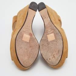 Jimmy Choo Brown Suede Naymee Platform Wedge Sandals Size 39.5