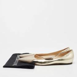 Pre Owned Jimmy Choo Grey/Gold Suede and Leather D'orsay Ballet Flats Size 40