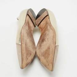 Pre Owned Jimmy Choo Grey/Gold Suede and Leather D'orsay Ballet Flats Size 40