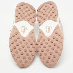 Pre Owned Jimmy Choo Dusty Pink Leather and Neoprene Memphis Sneakers Size 39