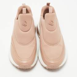 Pre Owned Jimmy Choo Dusty Pink Leather and Neoprene Memphis Sneakers Size 39