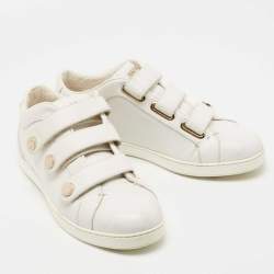 Pre Owned Jimmy Choo White Leather NY Studded Strap Low Top Sneakers Size 40.5
