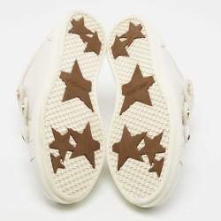 Pre Owned Jimmy Choo White Leather NY Studded Strap Low Top Sneakers Size 40.5