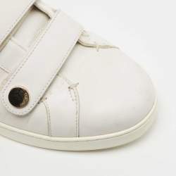 Pre Owned Jimmy Choo White Leather NY Studded Strap Low Top Sneakers Size 40.5