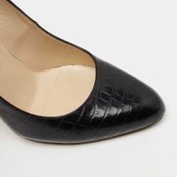 Pre Owned Jimmy Choo Black Croc Embossed Leather Round Toe Pumps Size 39