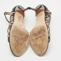 Pre Owned Jimmy Choo Multicolor Patent and Water Snakeskin Sandals Size 39.5