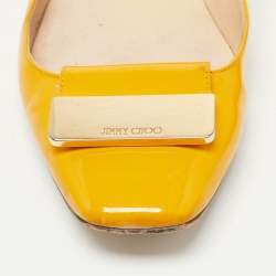Pre Owned Jimmy Choo Light Orange Patent Leather Harlow Ballet Flats Size 39