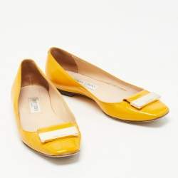 Pre Owned Jimmy Choo Light Orange Patent Leather Harlow Ballet Flats Size 39