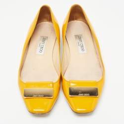 Pre Owned Jimmy Choo Light Orange Patent Leather Harlow Ballet Flats Size 39