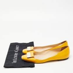 Pre Owned Jimmy Choo Light Orange Patent Leather Harlow Ballet Flats Size 39