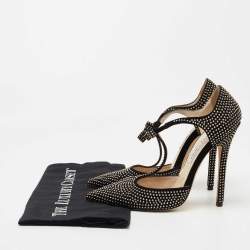 Pre Owned Jimmy Choo Black Studded Suede Talan T Strap Pumps Size 36