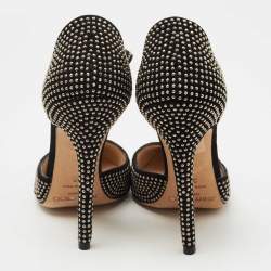Pre Owned Jimmy Choo Black Studded Suede Talan T Strap Pumps Size 36