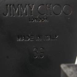 Pre Owned Jimmy Choo Black Canvas and Leather Ankle Strap Sandals Size 39