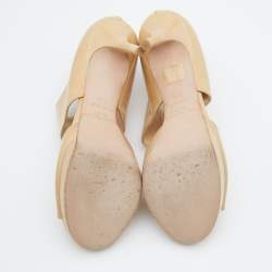 Pre Owned Jimmy Choo Beige Patent Leather Private Ankle Strap Sandals Size 38.5