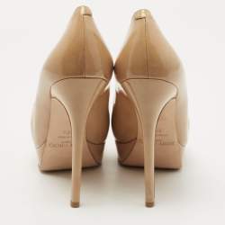 Pre Owned Jimmy Choo Beige Patent Leather Alex Pumps Size 38.5