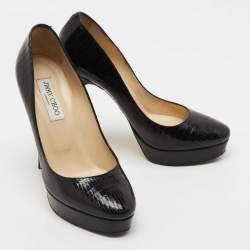 Pre Owned Jimmy Choo Black Lizard Embossed Leather Platform Pumps Size 40