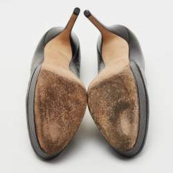 Pre Owned Jimmy Choo Black Lizard Embossed Leather Platform Pumps Size 40