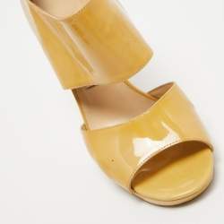 Jimmy Choo Beige Patent Leather ‘Private’ Sandals Size 37