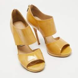Jimmy Choo Beige Patent Leather ‘Private’ Sandals Size 37
