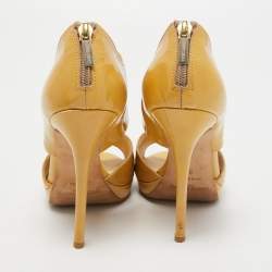 Jimmy Choo Beige Patent Leather ‘Private’ Sandals Size 37