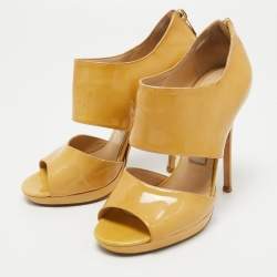 Jimmy Choo Beige Patent Leather ‘Private’ Sandals Size 37
