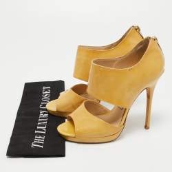 Jimmy Choo Beige Patent Leather ‘Private’ Sandals Size 37
