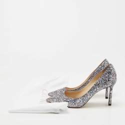 Pre Owned Jimmy Choo Metallic Coarse Glitter Romy Pumps Size 37