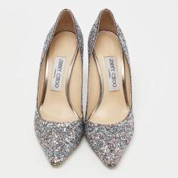 Pre Owned Jimmy Choo Metallic Coarse Glitter Romy Pumps Size 37