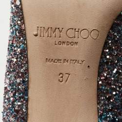 Pre Owned Jimmy Choo Metallic Coarse Glitter Romy Pumps Size 37