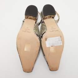Pre Owned Jimmy Choo Multicolor Python Embossed Leather Slingback Pumps Size 39