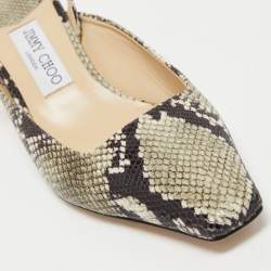 Pre Owned Jimmy Choo Multicolor Python Embossed Leather Slingback Pumps Size 39