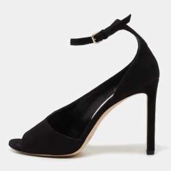 Pre Owned Jimmy Choo Black Suede Theresa Ankle Strap Sandals Size 37.5
