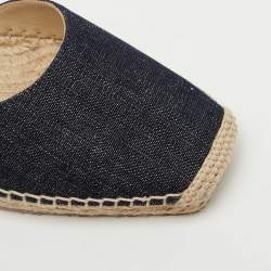 Pre Owned Jimmy Choo Black Denim Wedge Ankle Strap Sandals Size 40