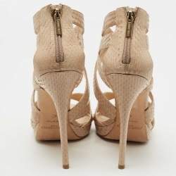 Jimmy Choo Beige Python Leather Strappy Sandals Size 40