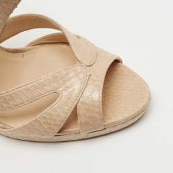 Jimmy Choo Beige Python Leather Strappy Sandals Size 40