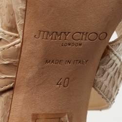Jimmy Choo Beige Python Leather Strappy Sandals Size 40